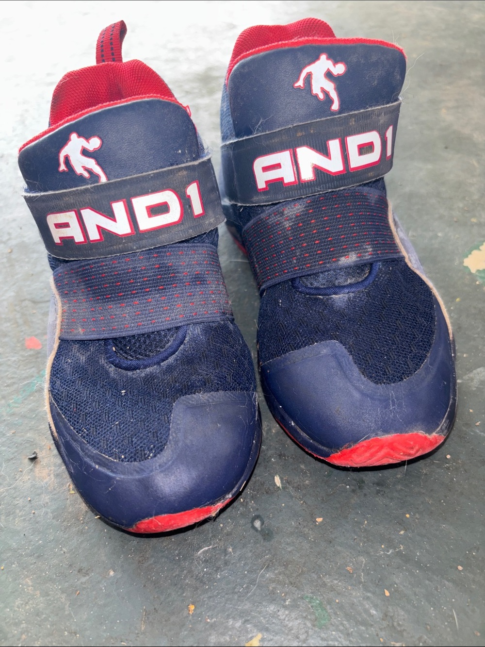 And1 Kids Navy and Red Hook-and-Loop Sneakers